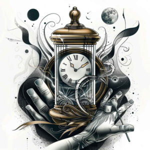 time-rebirth-symbol-neotraditional-bold-highlights-for-sternum – tattoo design ideas free ai generated – Gallery: watches-hourglass-inkby-ai