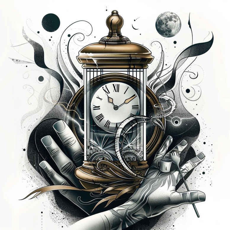 time-rebirth-symbol-neotraditional-bold-highlights-for-sternum – tattoo design ideas free ai generated – Gallery: watches-hourglass-inkby-ai