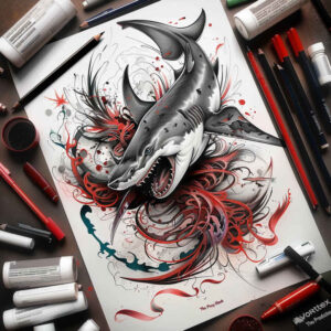water-tattoo-motifs-neotraditional-defined-outlines-for-nape – tattoo design ideas free ai generated – Gallery: water-animals-inkby-ai