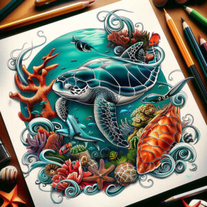 aquatic-animals-with-motion-neotraditional-classic-motifs-for-abdomen – tattoo design ideas free ai generated – Gallery: water-animals-inkby-ai
