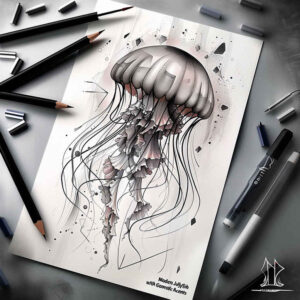 anemones-surrealism-fluid-forms-for-lower-thigh – tattoo design ideas free ai generated – Gallery: water-animals-inkby-ai