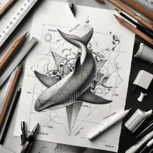 marine-beasts-surrealism-distorted-reality-for-thigh – tattoo design ideas free ai generated – Gallery: water-animals-inkby-ai