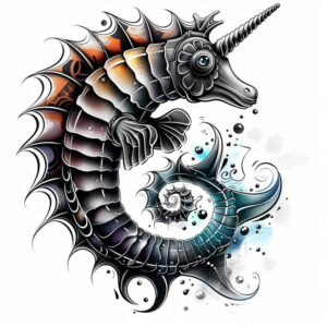 aquatic-animals-neotraditional-subtle-tone-for-back-shoulder – tattoo design ideas free ai generated – Gallery: water-animals-inkby-ai