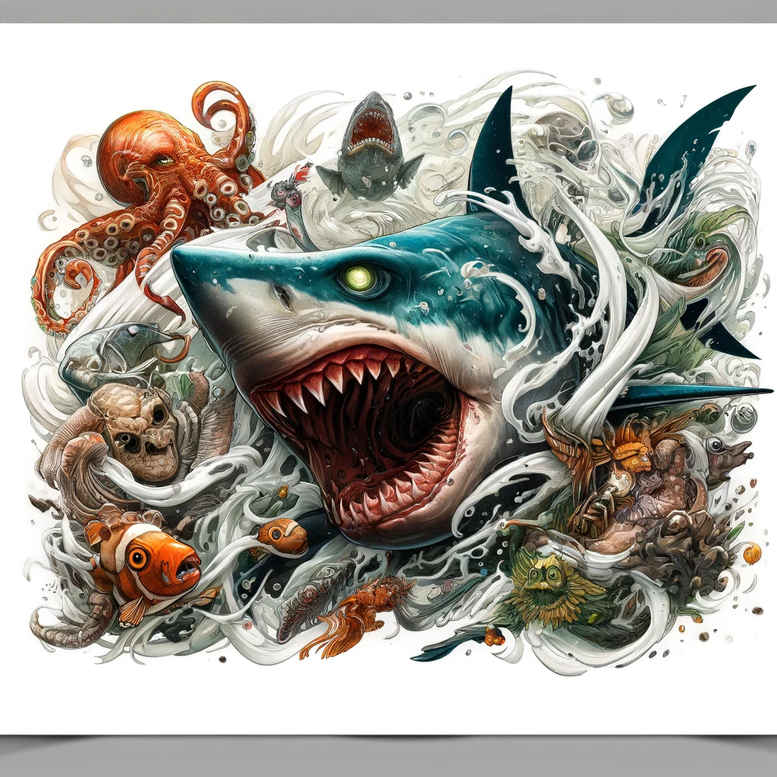 water-creatures-realism-soft-highlights-for-fingers – tattoo design ideas free ai generated – Gallery: water-animals-inkby-ai