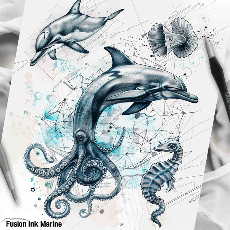animals-with-water-motif-neotraditional-dynamic-composition-for-lower-back – tattoo design ideas free ai generated – Gallery: water-animals-inkby-ai
