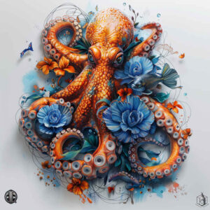 squids-neotraditional-clean-fill-for-knee – tattoo design ideas free ai generated – Gallery: water-animals-inkby-ai