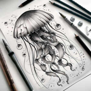 anemones-realism-contrast-play-for-behind-ear – tattoo design ideas free ai generated – Gallery: water-animals-inkby-ai