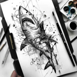 water-animals-with-protection-motif-neotraditional-layered-shading-for-calf – tattoo design ideas free ai generated – Gallery: water-animals-inkby-ai