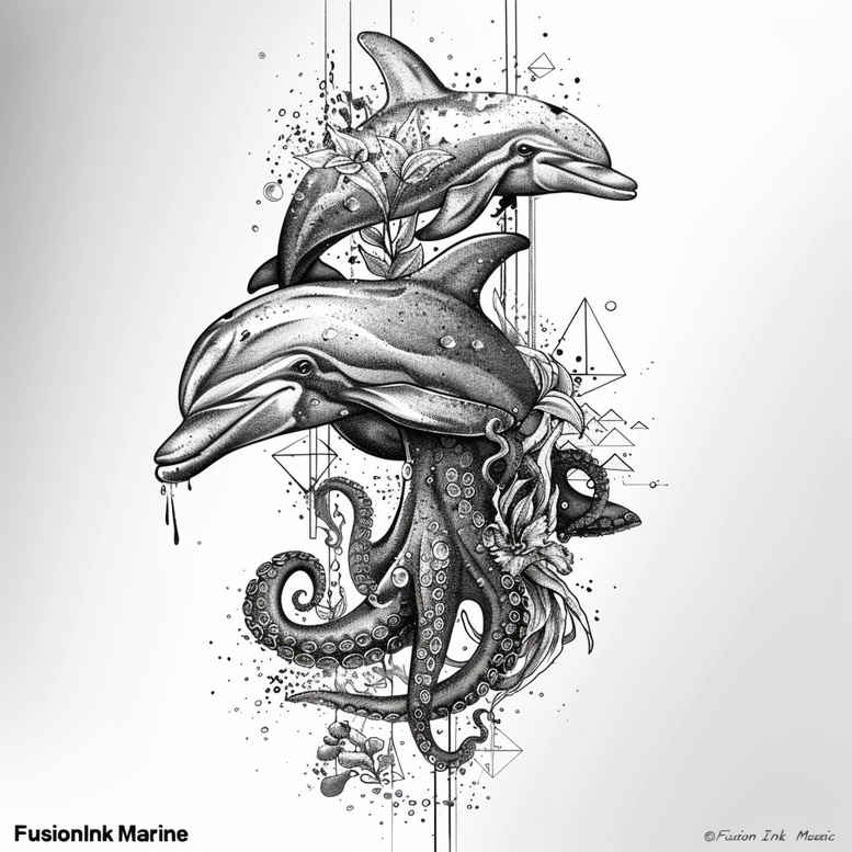 water-beings-neotraditional-dynamic-composition-for-full-back – tattoo design ideas free ai generated – Gallery: water-animals-inkby-ai