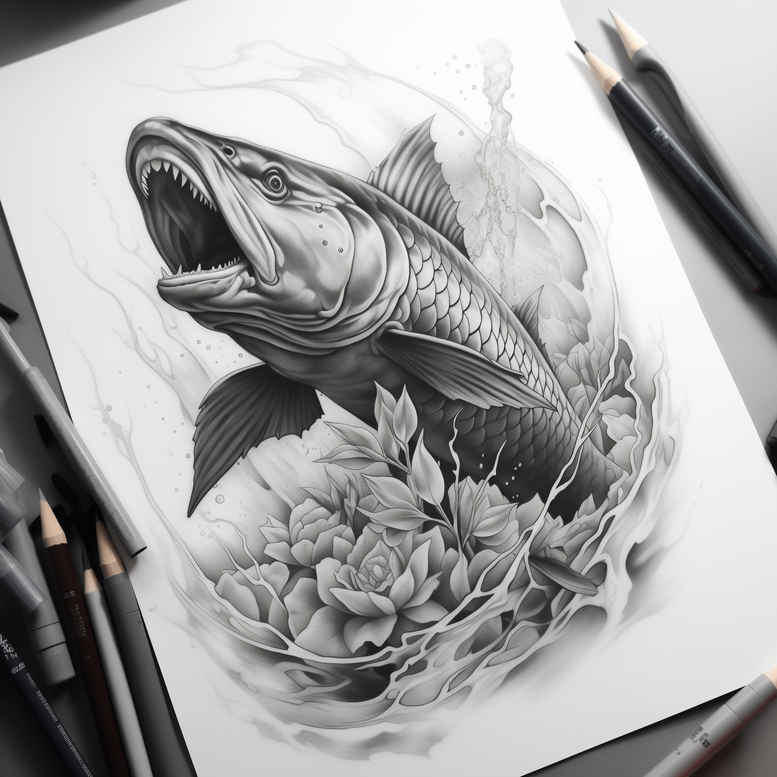 marine-animals-in-art-neotraditional-bold-highlights-for-upper-arm – tattoo design ideas free ai generated – Gallery: water-animals-inkby-ai