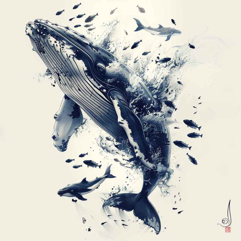 aquatic-animals-surrealism-phantom-shadows-for-knee – tattoo design ideas free ai generated – Gallery: water-animals-inkby-ai