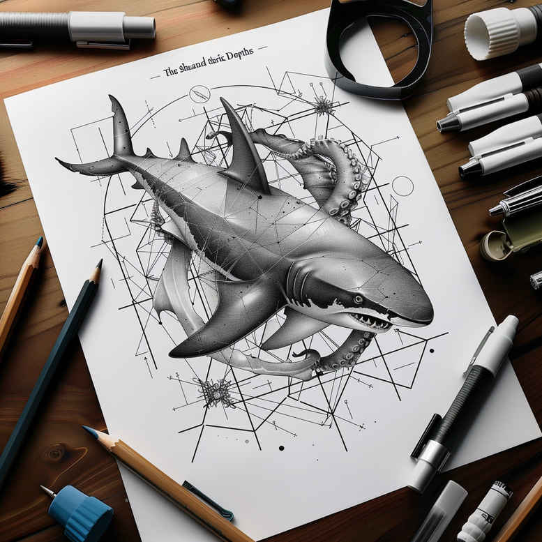 dolphins-surrealism-mysterious-for-neck – tattoo design ideas free ai generated – Gallery: water-animals-inkby-ai