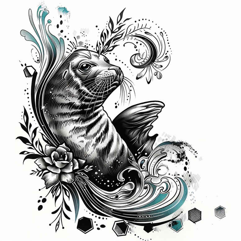 marine-animals-with-mystical-symbol-surrealism-unreal-for-back-shoulder – tattoo design ideas free ai generated – Gallery: water-animals-inkby-ai