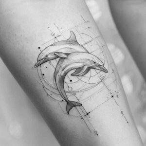 wave-motifs-realism-tactile-shading-for-lower-leg – tattoo design ideas free ai generated – Gallery: water-animals-inkby-ai