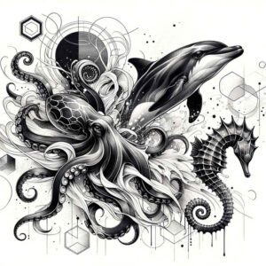 lobsters-surrealism-enigmatic-visuals-for-ribs – tattoo design ideas free ai generated – Gallery: water-animals-inkby-ai