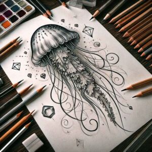 water-creatures-surrealism-abstract-forms-for-back-shoulder – tattoo design ideas free ai generated – Gallery: water-animals-inkby-ai