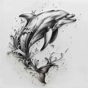 wave-motifs-realism-depth-of-field-for-thigh – tattoo design ideas free ai generated – Gallery: water-animals-inkby-ai