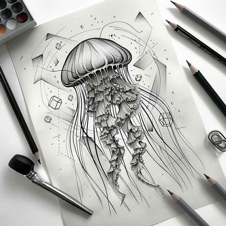 wave-motifs-realism-depth-shading-for-toe – tattoo design ideas free ai generated – Gallery: water-animals-inkby-ai