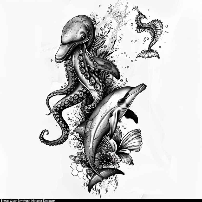 sea-turtles-neotraditional-refined-lines-for-arm – tattoo design ideas free ai generated – Gallery: water-animals-inkby-ai