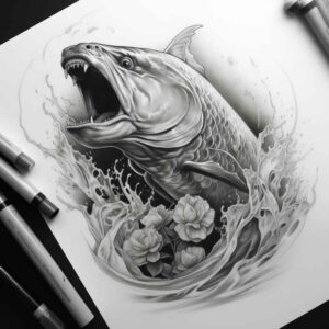 whales-realism-realistic-dimension-for-behind-ear – tattoo design ideas free ai generated – Gallery: water-animals-inkby-ai