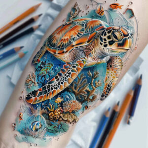 animals-with-harmony-motif-for-men-realism-skin-realism-for-nape – tattoo design ideas free ai generated – Gallery: water-animals-inkby-ai