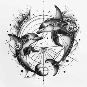 geometric-aquatic-animals-neotraditional-subtle-tone-for-ankle – tattoo design ideas free ai generated – Gallery: water-animals-inkby-ai