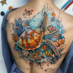 sea-motifs-neotraditional-vivid-detail-for-arm – tattoo design ideas free ai generated – Gallery: water-animals-inkby-ai