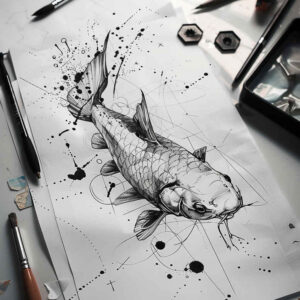 sea-motifs-neotraditional-artful-color-for-thigh – tattoo design ideas free ai generated – Gallery: water-animals-inkby-ai