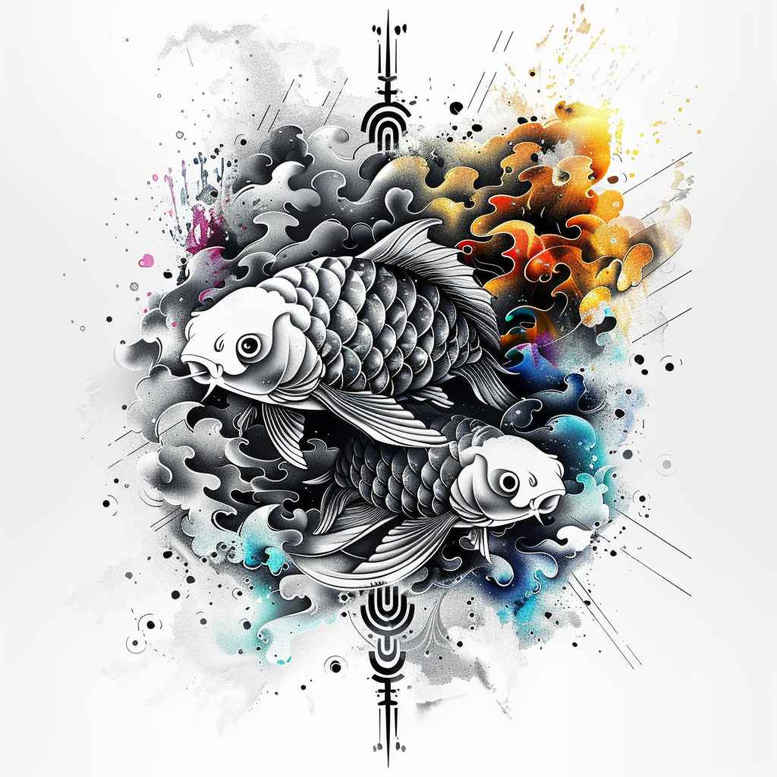 aquarium-animals-neotraditional-precise-lines-for-foot – tattoo design ideas free ai generated – Gallery: water-animals-inkby-ai