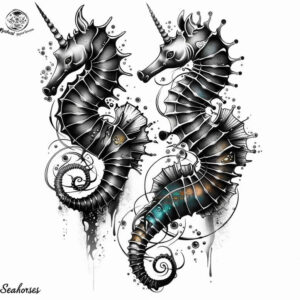 water-animals tattoo design ideas Surrealism transcendent aquatic elegance embodying perseverance