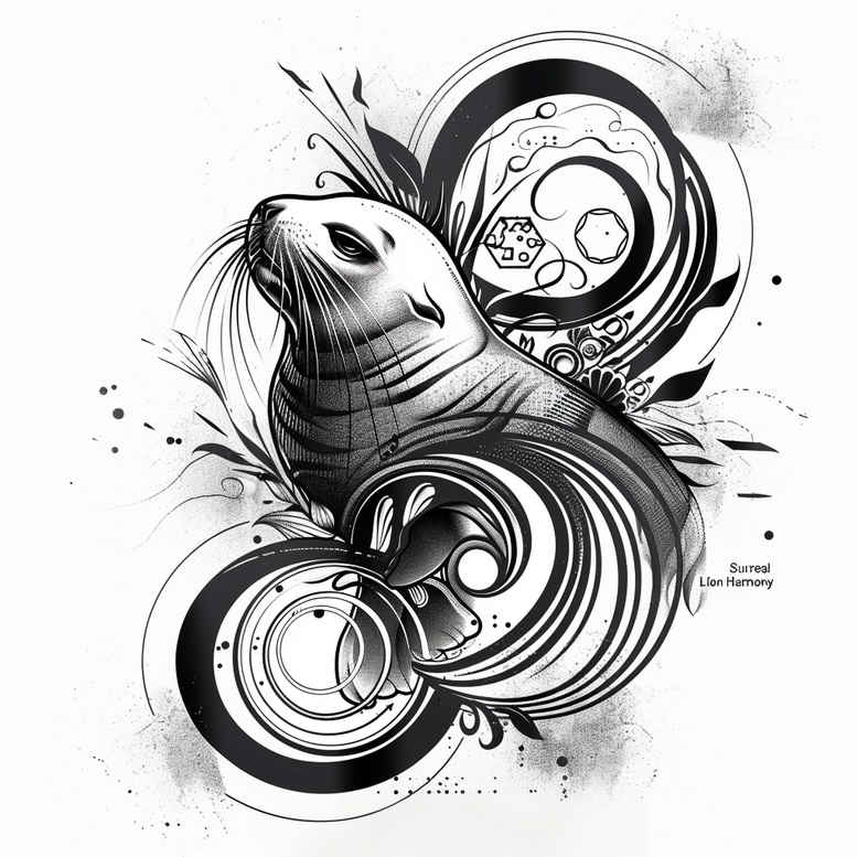 water-animals tattoo design ideas deep blacks aquatic elegance for lower thigh