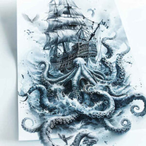 water-animals tattoo design ideas Realism deep shadows aquatic elegance for upper chest