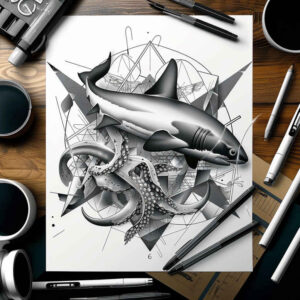 water-animals tattoo design ideas form fidelity aquatic life for lower leg