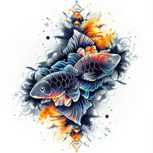water-animals tattoo design ideas decorative elements aquatic tattoo symbolising determination