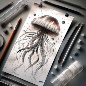 water-animals tattoo design ideas razor-sharp blue energy for nape
