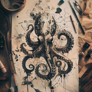 water-animals tattoo design ideas vector-style coral life for elbow