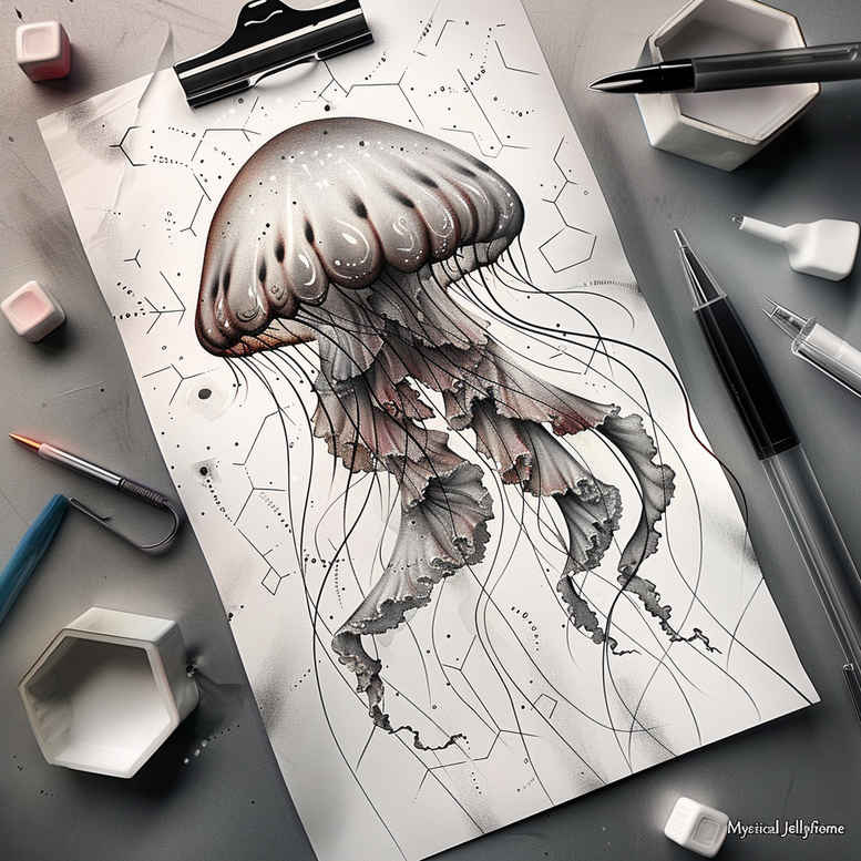 water-animals tattoo design ideas Realism soft contrast coral life for palm
