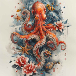water-animals tattoo design ideas Surrealism unreal coral life symbolising courage