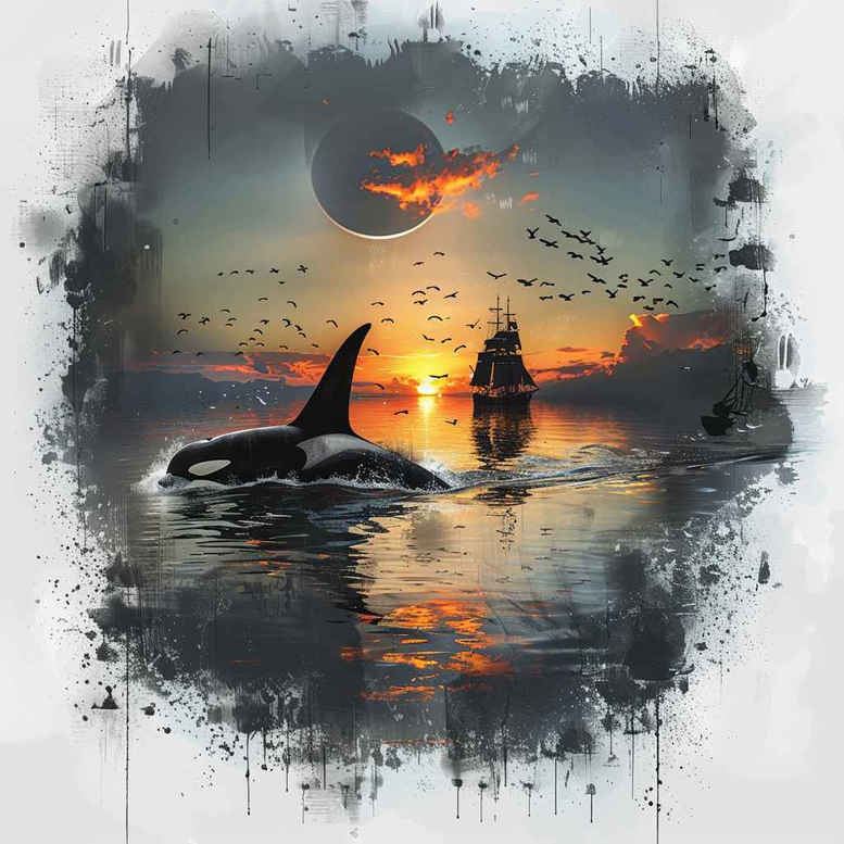 water-animals tattoo design ideas Surrealism esoteric deep sea for sternum