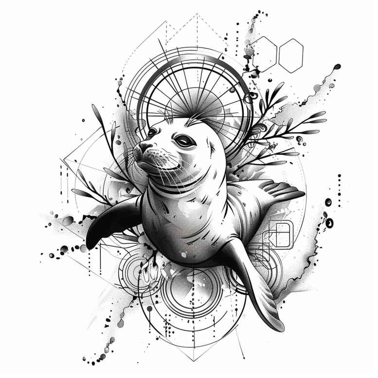 water-animals tattoo design ideas Surrealism symbolic motifs fish motion for sternum
