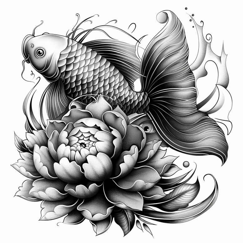 water-animals tattoo design ideas deep-shading flowing motion for forearm