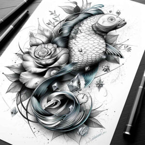 water-animals tattoo design ideas expressive color flowing motion for upper back