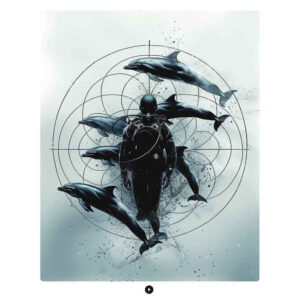 water-animals tattoo design ideas Surrealism symbolic fluid creature for lower leg