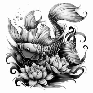water-animals tattoo design ideas strong contrast fluid creature symbol of courage