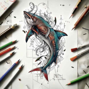 water-animals tattoo design ideas Surrealism shimmering forms fluid form embodying endurance