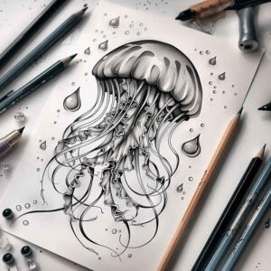 water-animals tattoo design ideas Realism subtle gradients fluid form stands for endurance