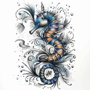 water-animals tattoo design ideas artistic contrast gilled beauty for shin