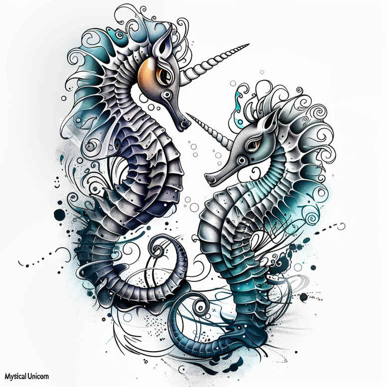water-animals tattoo design ideas Realism seamless blend graceful swim for back