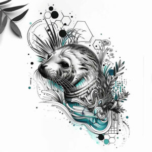 water-animals tattoo design ideas Surrealism ethereal glow graceful swim meaning courage
