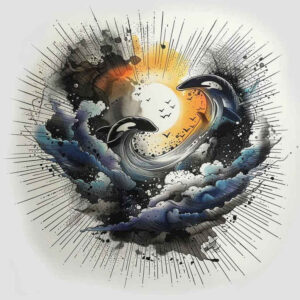 water-animals tattoo design ideas watercolor-style marine elegance for neck